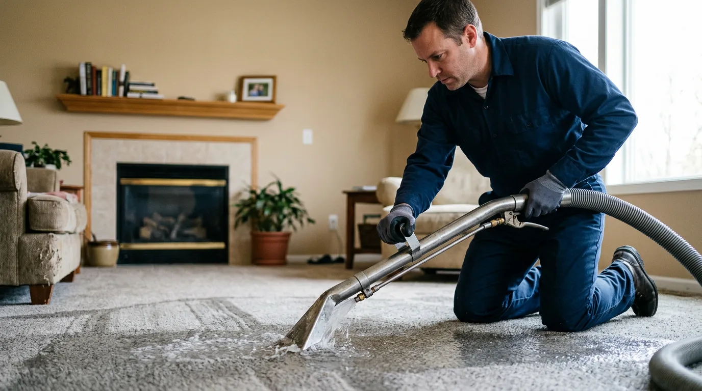 Water damage restoration technician working near Bethel, AK